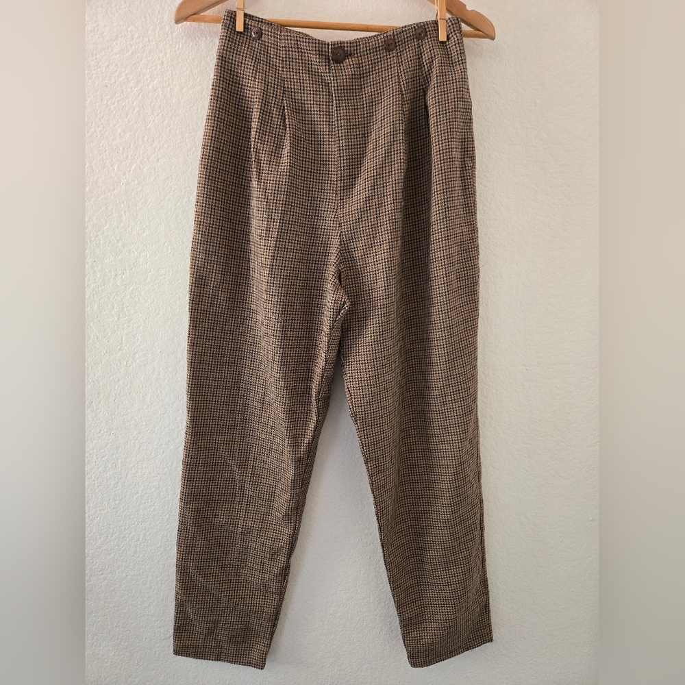 Tracy Evans Brown Plaid Wedgie High Rise Dress Pants